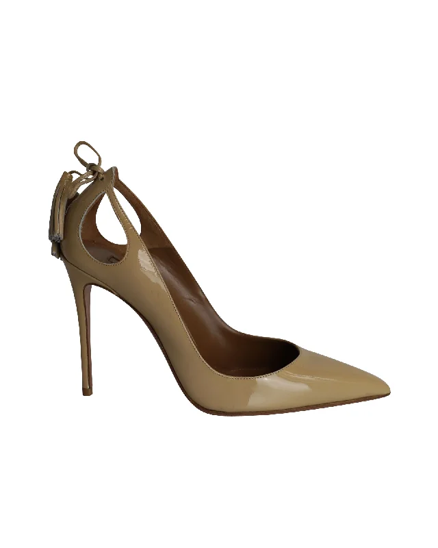 Women's non - slip stiletto heel pumps for safety on slippery floorsAquazzura Forever Marilyn Cutout Pumps in Nude Patent Leather Women's non - slip stiletto heel pumps for safety on slippery floorsAquazzura Forever Marilyn Cutout Pumps in Nude Patent Leather