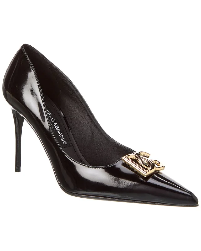 Women's non - slip stiletto heel pumps for safety on slippery floorsDolce & Gabbana DG Logo Leather Pump Women's non - slip stiletto heel pumps for safety on slippery floorsDolce & Gabbana DG Logo Leather Pump