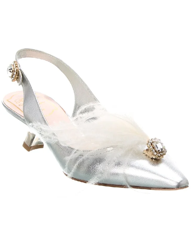 Women's lavender stiletto heel pumps for a delicate styleRoger Vivier Leather Slingback Pump Women's lavender stiletto heel pumps for a delicate styleRoger Vivier Leather Slingback Pump