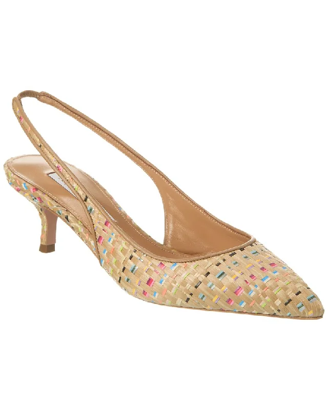 Women's charcoal gray stiletto heel pumps for a neutral yet stylish optionAquazzura Purist 50 Raffia Slingback Pump Women's charcoal gray stiletto heel pumps for a neutral yet stylish optionAquazzura Purist 50 Raffia Slingback Pump