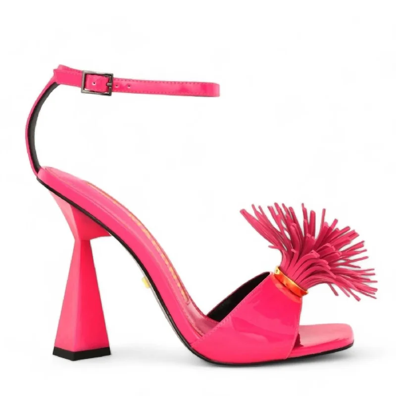 Women's strappy open - toe stiletto heel pumps with rhinestonesKriti Heel In Pink
