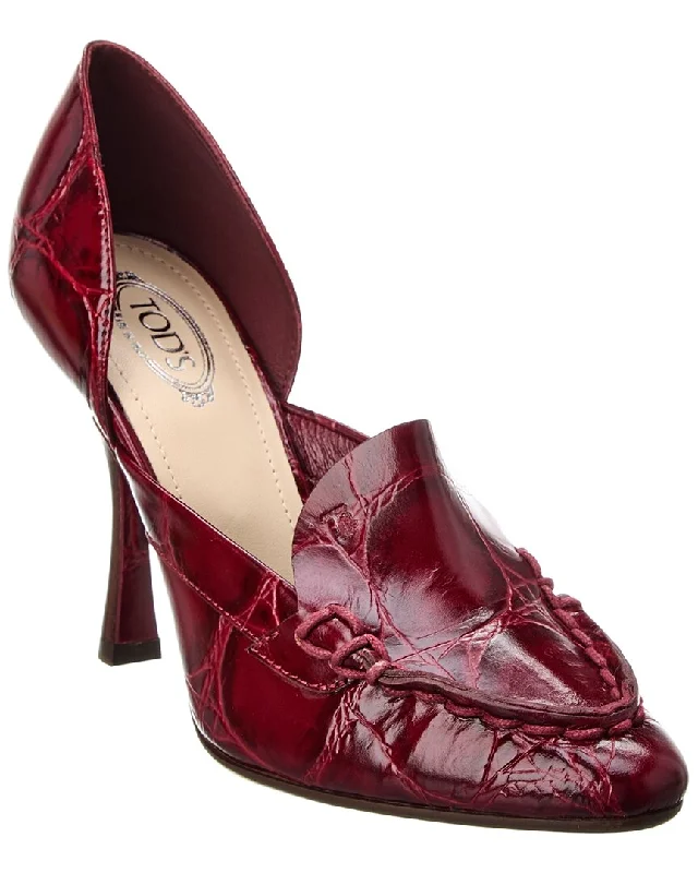 Women's wide - width stiletto heel pumps for a comfortable fitTODs Embossed Leather Pump Women's wide - width stiletto heel pumps for a comfortable fitTODs Embossed Leather Pump