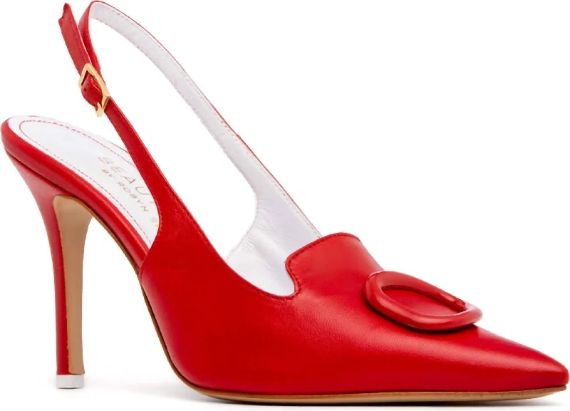 Women's wedding stiletto heel pumps with a pearl - encrusted strapWomen's Ada Slingback Heels In Red Women's wedding stiletto heel pumps with a pearl - encrusted strapWomen's Ada Slingback Heels In Red