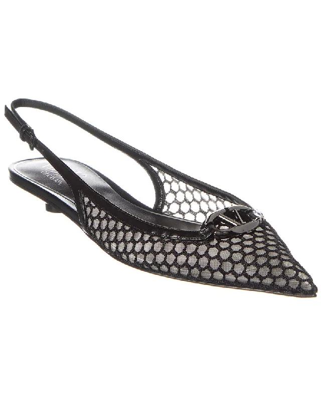 Women's hot pink stiletto heel pumps for a fun night outValentino VLogo Mesh & Leather Slingback Women's hot pink stiletto heel pumps for a fun night outValentino VLogo Mesh & Leather Slingback
