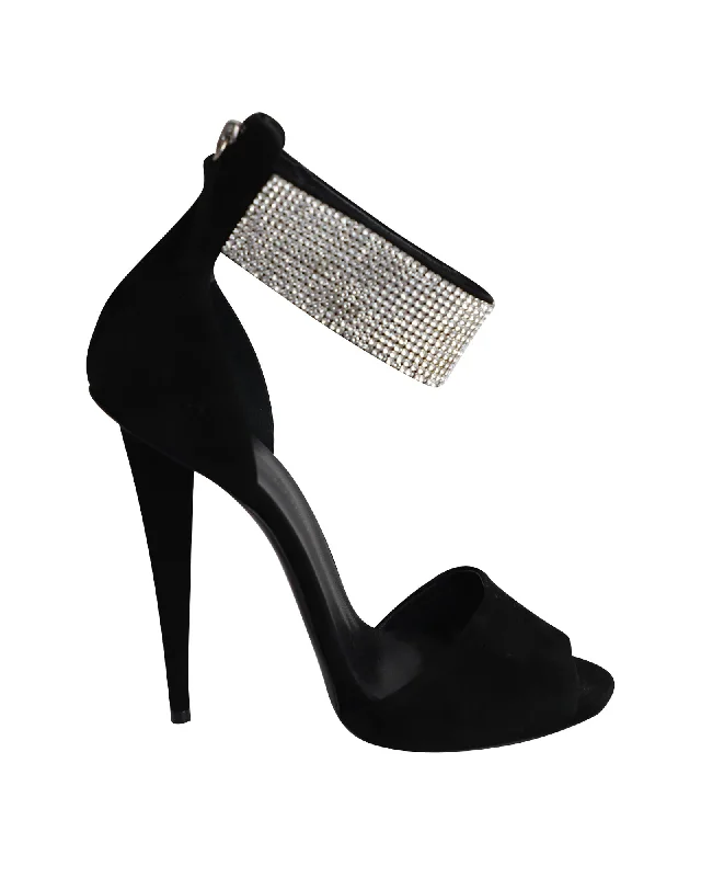 Women's brocade stiletto heel pumps with a vintage feelGiuseppe Zanotti Crystal-Cuff High Heel Sandals in Black Suede Women's brocade stiletto heel pumps with a vintage feelGiuseppe Zanotti Crystal-Cuff High Heel Sandals in Black Suede