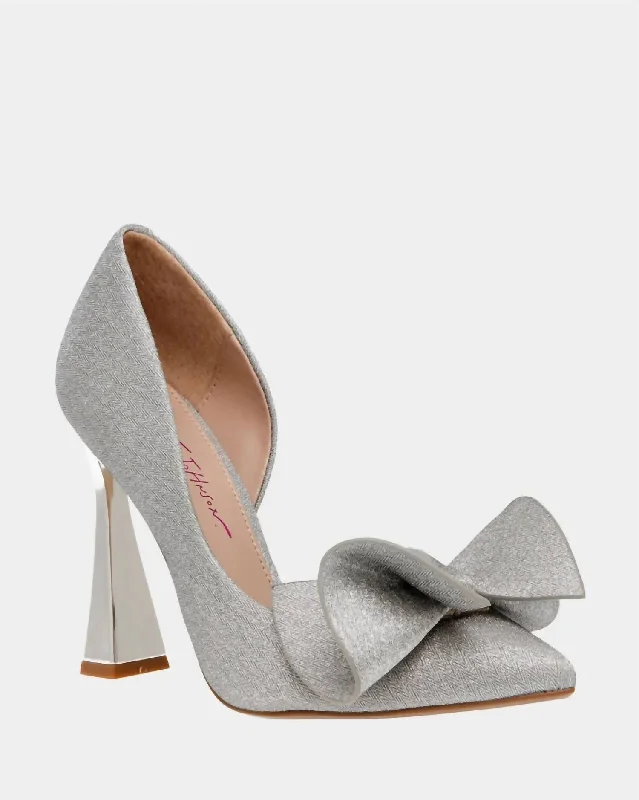Women's pointed - toe slingback stiletto heel pumps in a peep - toe designNobble Metallic Pumps In Silver Women's pointed - toe slingback stiletto heel pumps in a peep - toe designNobble Metallic Pumps In Silver
