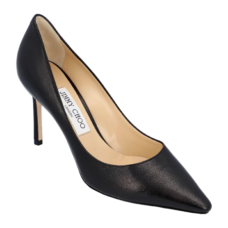 Women's peach stiletto heel pumps for a soft and feminine appealJimmy Choo Romy pumps in black smooth leather Women's peach stiletto heel pumps for a soft and feminine appealJimmy Choo Romy pumps in black smooth leather