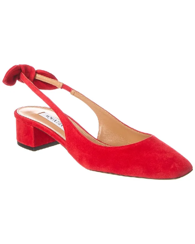 Women's mustard yellow stiletto heel pumps for a trendy pop of colorAquazzura Very Bow Tie 35 Suede Slingback Pump Women's mustard yellow stiletto heel pumps for a trendy pop of colorAquazzura Very Bow Tie 35 Suede Slingback Pump