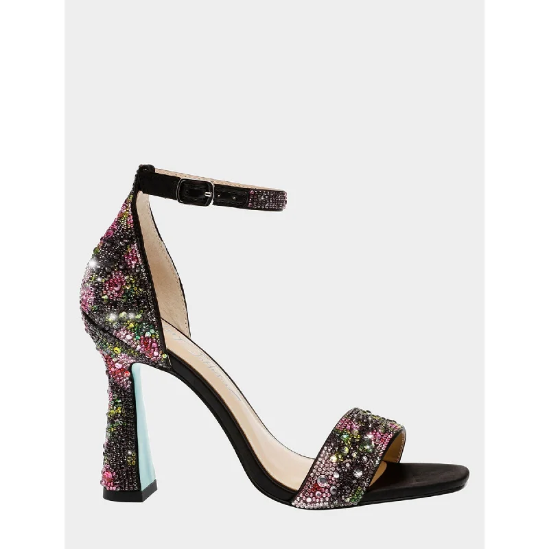 Women's faux suede stiletto heel pumps for a budget - friendly optionDani Black/pink Floral Women's faux suede stiletto heel pumps for a budget - friendly optionDani Black/pink Floral