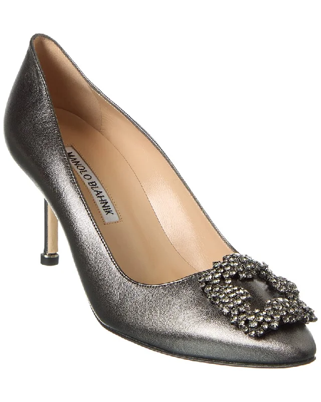 Women's wide - width stiletto heel pumps for a comfortable fitManolo Blahnik Hangisi 70 Leather Pump Women's wide - width stiletto heel pumps for a comfortable fitManolo Blahnik Hangisi 70 Leather Pump