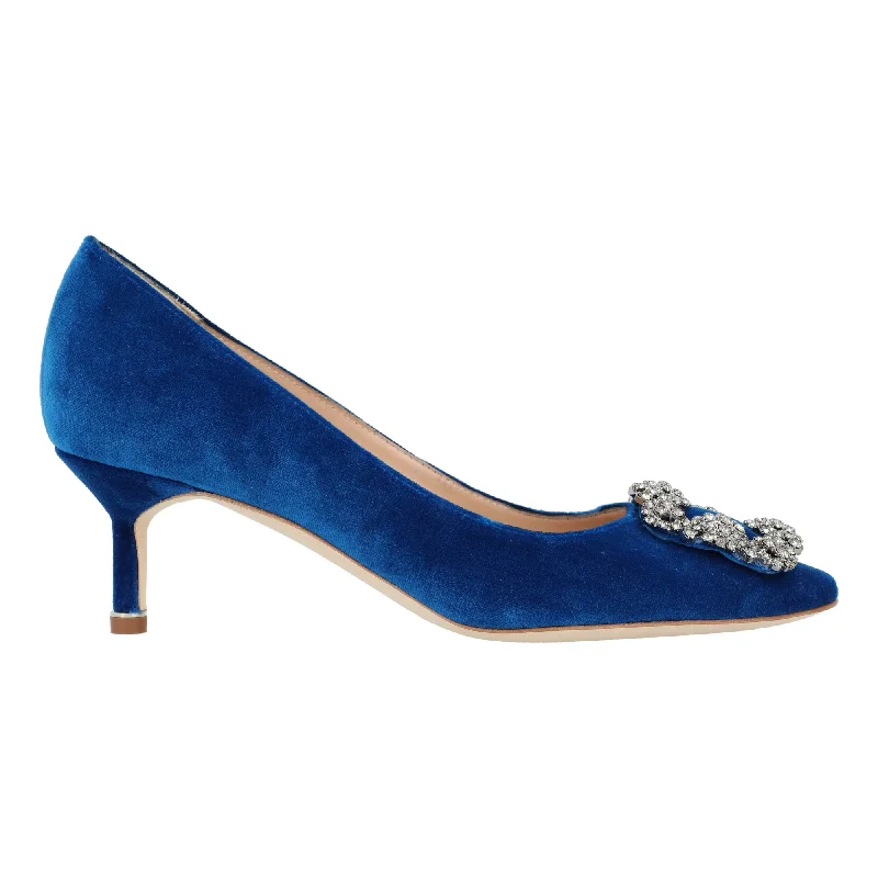 Women's patent leather stiletto heel pumps with a high - shine finishManolo Blahnik Hangisi 050 Pump Blue Women's patent leather stiletto heel pumps with a high - shine finishManolo Blahnik Hangisi 050 Pump Blue
