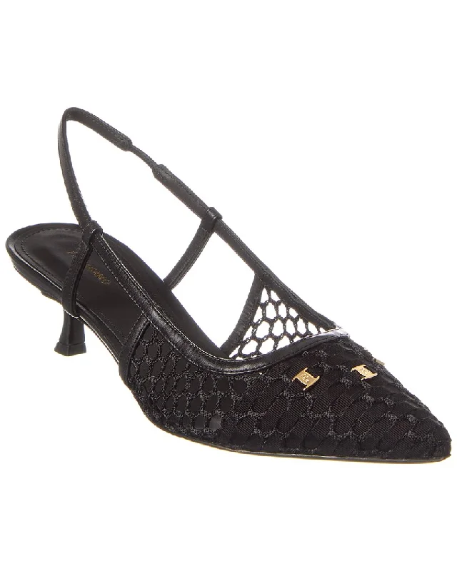 Women's date - night stiletto heel pumps with a sexy silhouetteFerragamo Vara Chain Mesh & Leather Slingback Pump Women's date - night stiletto heel pumps with a sexy silhouetteFerragamo Vara Chain Mesh & Leather Slingback Pump