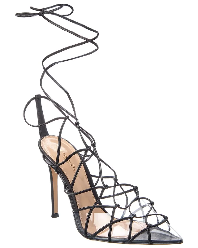 Women's metallic leather stiletto heel pumps with a reflective surfaceGianvito Rossi Miria 105 Leather & Vinyl Pump Women's metallic leather stiletto heel pumps with a reflective surfaceGianvito Rossi Miria 105 Leather & Vinyl Pump