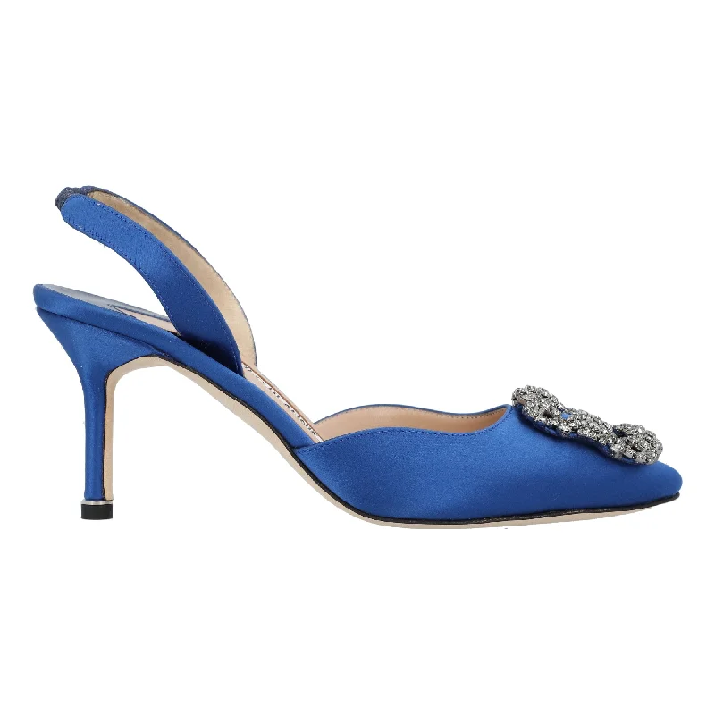 Women's tassel - adorned stiletto heel pumps for a bohemian touchManolo Blahnik Hangisli Slingback Pumps 85mm Blue Women's tassel - adorned stiletto heel pumps for a bohemian touchManolo Blahnik Hangisli Slingback Pumps 85mm Blue