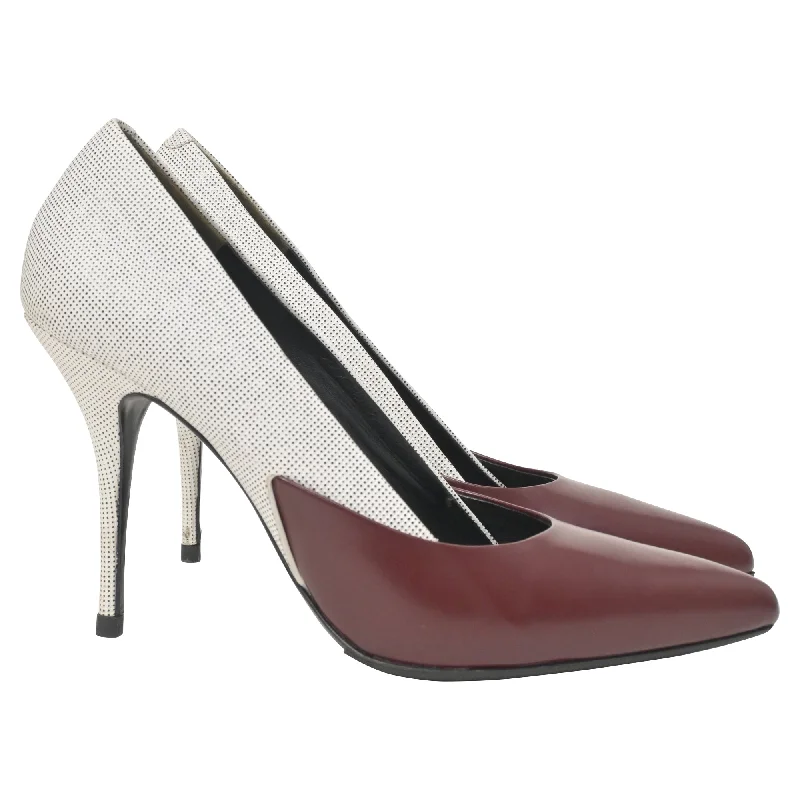 Women's arch - support stiletto heel pumps for better comfortAlexander Wang Two-Tone High Heel Pumps in Cream and Burgundy Leather Women's arch - support stiletto heel pumps for better comfortAlexander Wang Two-Tone High Heel Pumps in Cream and Burgundy Leather