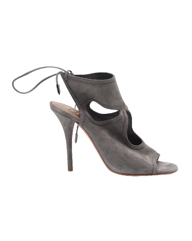 Women's non - slip stiletto heel pumps for safety on slippery floorsAquazzura Sexy Thing 105 Sandals In Grey Suede Women's non - slip stiletto heel pumps for safety on slippery floorsAquazzura Sexy Thing 105 Sandals In Grey Suede