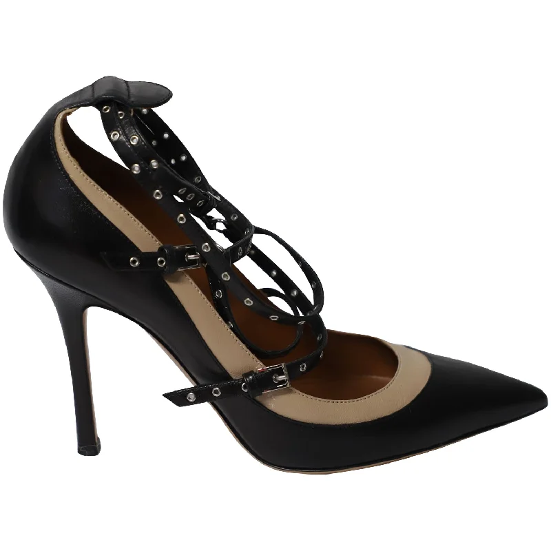 Women's adjustable - strap stiletto heel pumps for a customizable fitValentino Grommet Studded Pumps in Black Leather Women's adjustable - strap stiletto heel pumps for a customizable fitValentino Grommet Studded Pumps in Black Leather