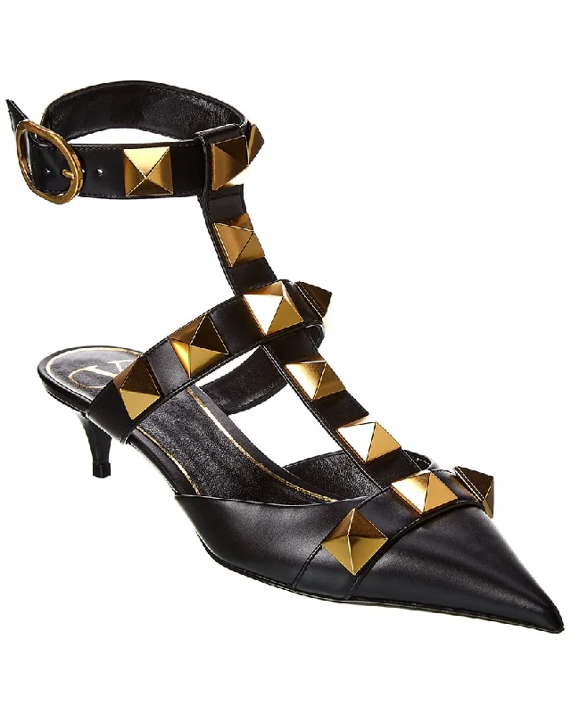Women's lace - trimmed stiletto heel pumps with a scalloped edgeValentino Roman Stud 40 Leather Ankle Strap Pump Women's lace - trimmed stiletto heel pumps with a scalloped edgeValentino Roman Stud 40 Leather Ankle Strap Pump