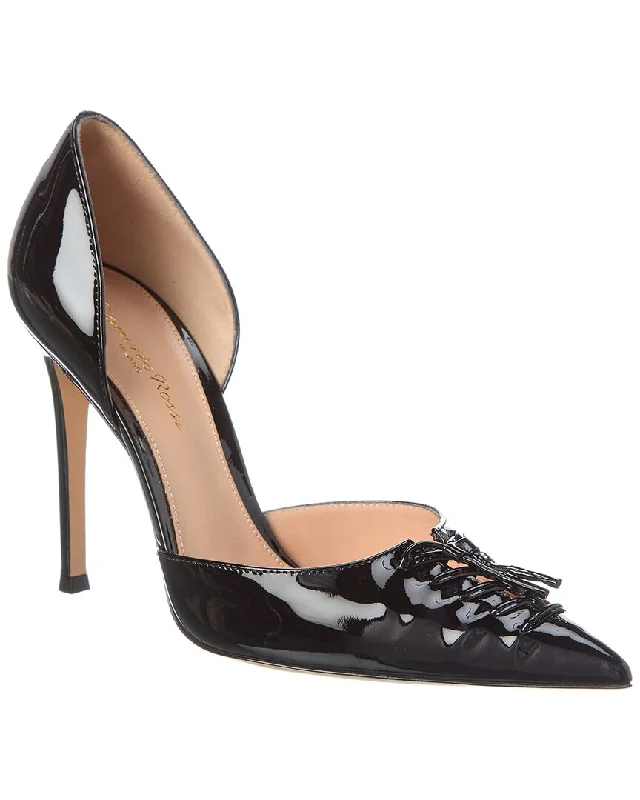 Women's microfiber stiletto heel pumps with moisture - wicking propertiesGianvito Rossi Avril 105 Patent Pump Women's microfiber stiletto heel pumps with moisture - wicking propertiesGianvito Rossi Avril 105 Patent Pump