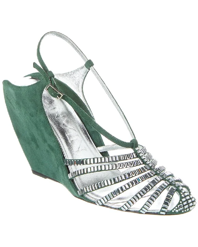 Women's wedding stiletto heel pumps with a pearl - encrusted strapLANVIN Banana Heel Suede Wedge Sandal Women's wedding stiletto heel pumps with a pearl - encrusted strapLANVIN Banana Heel Suede Wedge Sandal
