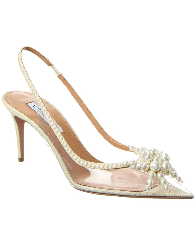 Women's peach stiletto heel pumps for a soft and feminine appealAquazzura Vendome 75 Grosgrain & Vinyl Slingback Pump Women's peach stiletto heel pumps for a soft and feminine appealAquazzura Vendome 75 Grosgrain & Vinyl Slingback Pump