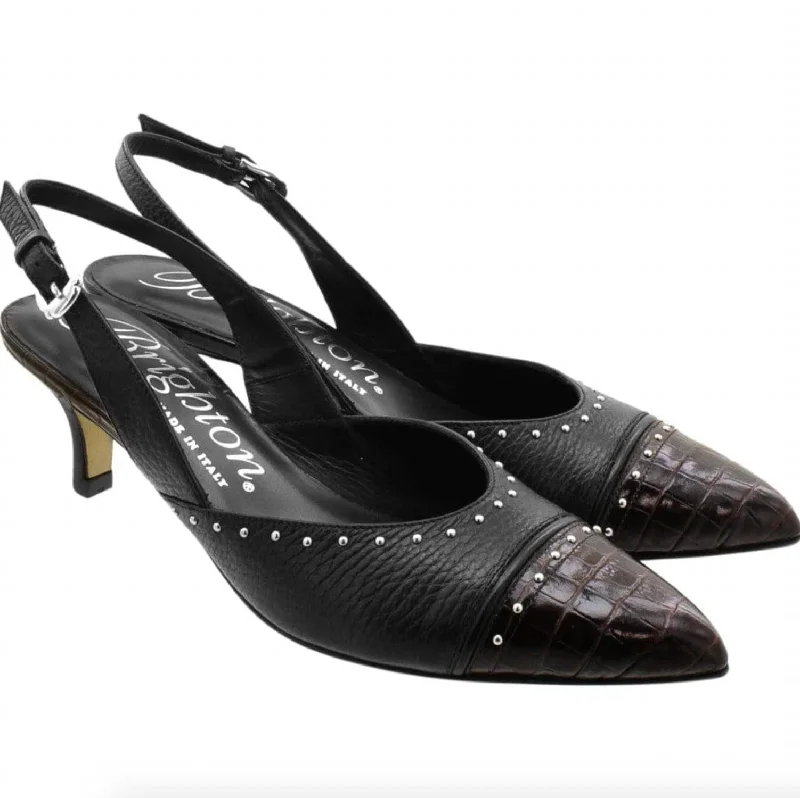 Women's arch - support stiletto heel pumps for better comfortFrieze In Black/chocolate Women's arch - support stiletto heel pumps for better comfortFrieze In Black/chocolate