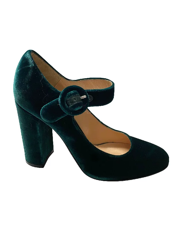 Women's microfiber stiletto heel pumps with moisture - wicking propertiesGianvito Rosi Lorraine Mary Jane Pumps in Green Velvet Women's microfiber stiletto heel pumps with moisture - wicking propertiesGianvito Rosi Lorraine Mary Jane Pumps in Green Velvet