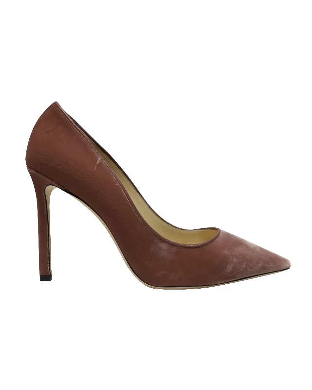 Women's business meeting stiletto heel pumps with a professional lookJimmy Choo Romy 100 Pumps in Pink Velveet Women's business meeting stiletto heel pumps with a professional lookJimmy Choo Romy 100 Pumps in Pink Velveet