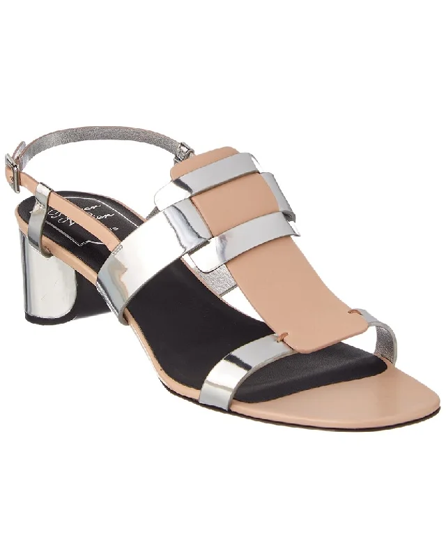 Women's wedding stiletto heel pumps with a pearl - encrusted strapRoger Vivier Leather Heel Sandal Women's wedding stiletto heel pumps with a pearl - encrusted strapRoger Vivier Leather Heel Sandal