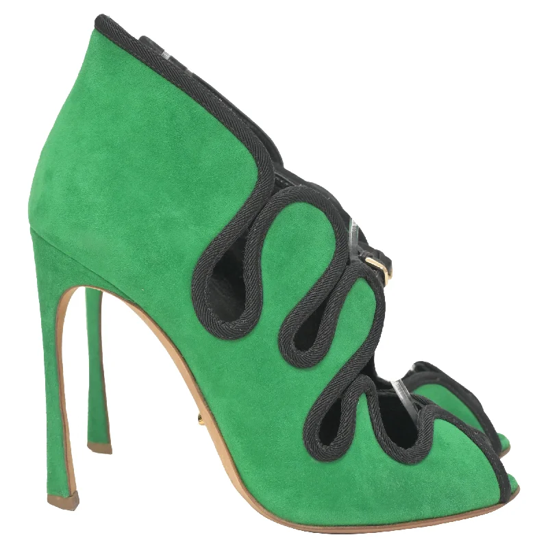 Women's satin - lined stiletto heel pumps for extra comfortSergio Rossi Lagoon Cut Out Pumps in Green Suede Women's satin - lined stiletto heel pumps for extra comfortSergio Rossi Lagoon Cut Out Pumps in Green Suede