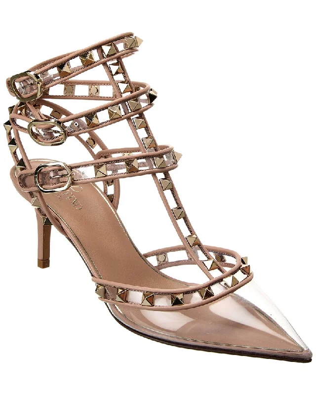 Women's tassel - adorned stiletto heel pumps for a bohemian touchValentino Rockstud Caged 65 Leather & Vinyl Ankle Strap Pump Women's tassel - adorned stiletto heel pumps for a bohemian touchValentino Rockstud Caged 65 Leather & Vinyl Ankle Strap Pump