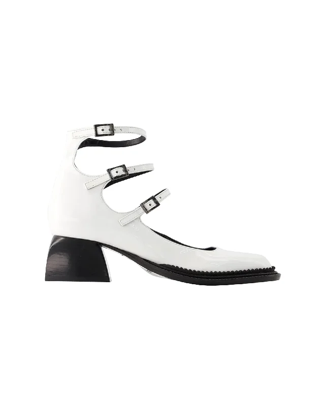 Women's mesh - paneled stiletto heel pumps for breathabilityBulla London Pumps - Nodaleto - Leather - White Women's mesh - paneled stiletto heel pumps for breathabilityBulla London Pumps - Nodaleto - Leather - White
