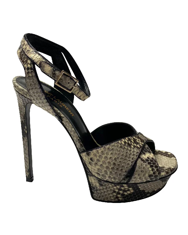 Women's satin - lined stiletto heel pumps for extra comfortSaint Laurent Snakeskin Effect Tribute Platform Sandals in Multicolor Leather Women's satin - lined stiletto heel pumps for extra comfortSaint Laurent Snakeskin Effect Tribute Platform Sandals in Multicolor Leather
