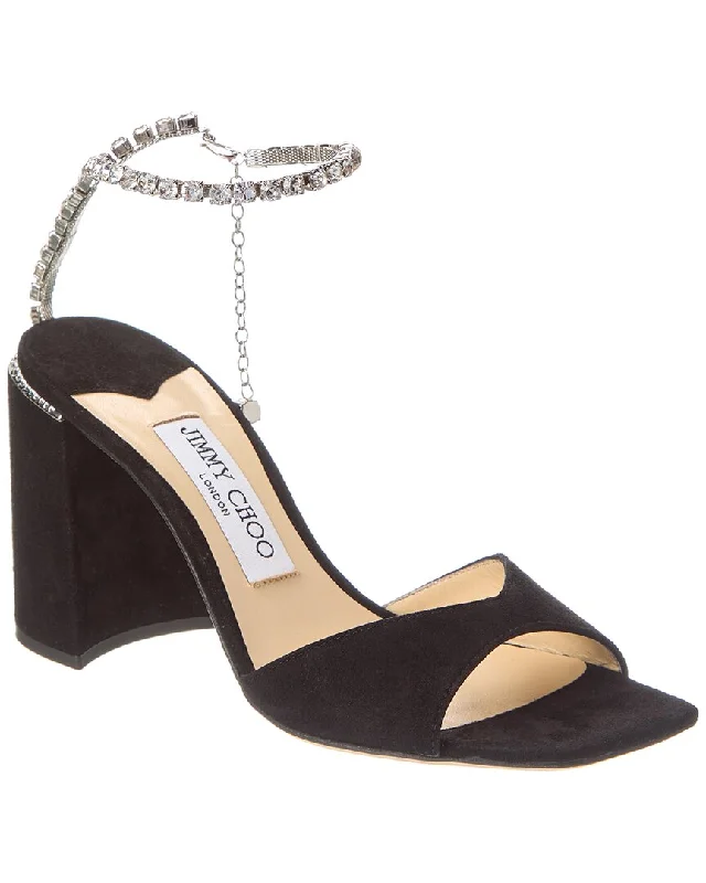 Women's red - carpet stiletto heel pumps for a glamorous eventJimmy Choo Saeda Block Heel 85 Suede Sandal Women's red - carpet stiletto heel pumps for a glamorous eventJimmy Choo Saeda Block Heel 85 Suede Sandal