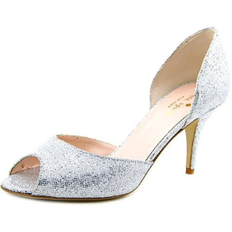Women's stretchy stiletto heel pumps for easy on and offWomen's Peep Toe Heel In Silver/starlight Women's stretchy stiletto heel pumps for easy on and offWomen's Peep Toe Heel In Silver/starlight