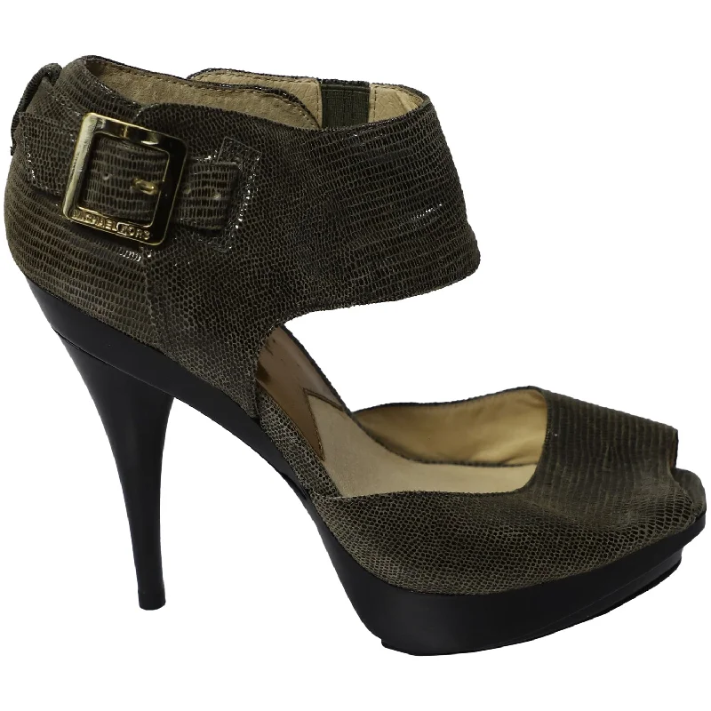 Women's forest green stiletto heel pumps for a nature - inspired lookMichael Kors Heidi Platform Heels in Black Leather Women's forest green stiletto heel pumps for a nature - inspired lookMichael Kors Heidi Platform Heels in Black Leather