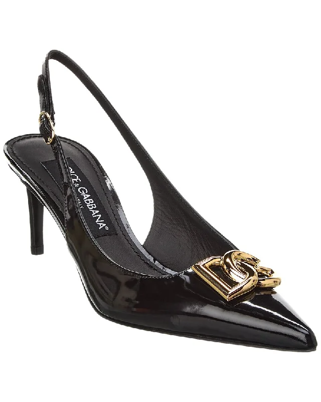 Women's strappy open - toe stiletto heel pumps with rhinestonesDolce & Gabbana DG Logo 60 Leather Slingback Pump Women's strappy open - toe stiletto heel pumps with rhinestonesDolce & Gabbana DG Logo 60 Leather Slingback Pump