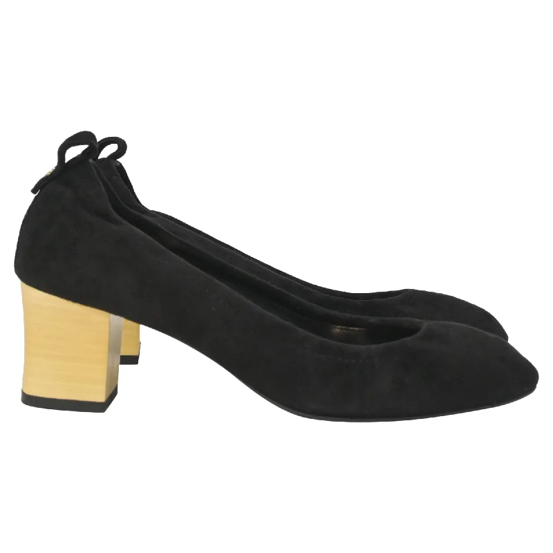 Women's mule - style stiletto heel pumps with a bow accentLanvin Cube-Heel Pumps in Black Suede Women's mule - style stiletto heel pumps with a bow accentLanvin Cube-Heel Pumps in Black Suede