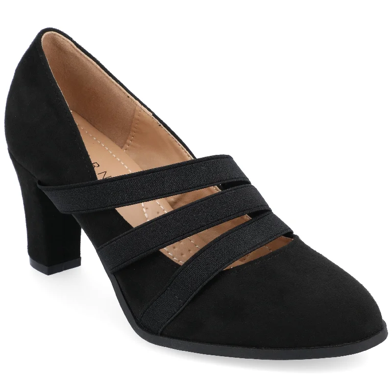 Women's ruffled stiletto heel pumps for a romantic styleJournee Collection Women's Comfort Narrow Width Loren Pump Women's ruffled stiletto heel pumps for a romantic styleJournee Collection Women's Comfort Narrow Width Loren Pump