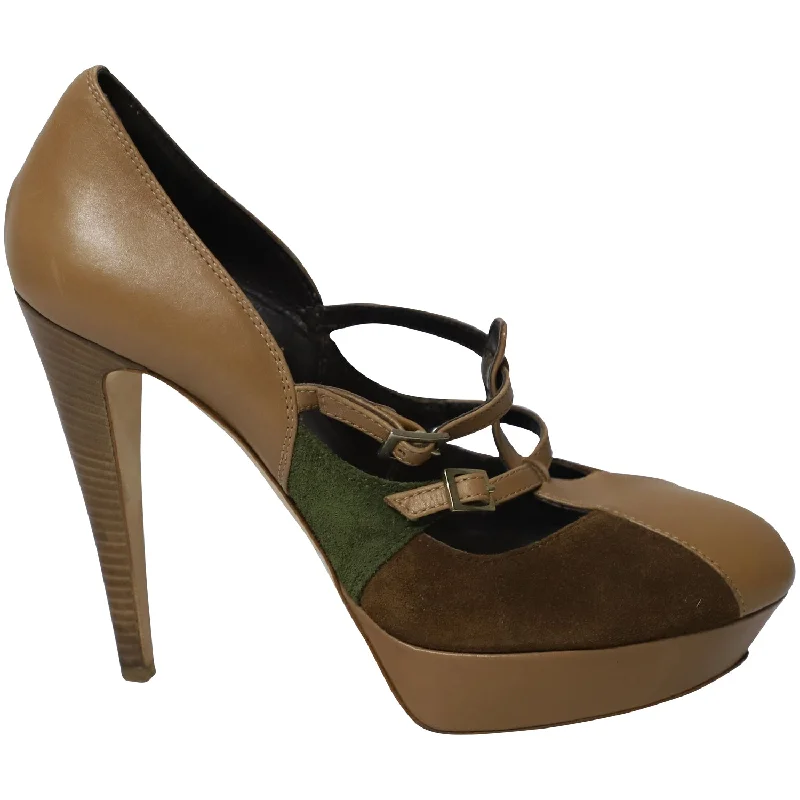 Women's ankle - strap stiletto heel pumps with a cut - out detailPhilosophy Di Alberta Ferretti High Heeled Cage Pumps in Multicolor Leather Women's ankle - strap stiletto heel pumps with a cut - out detailPhilosophy Di Alberta Ferretti High Heeled Cage Pumps in Multicolor Leather