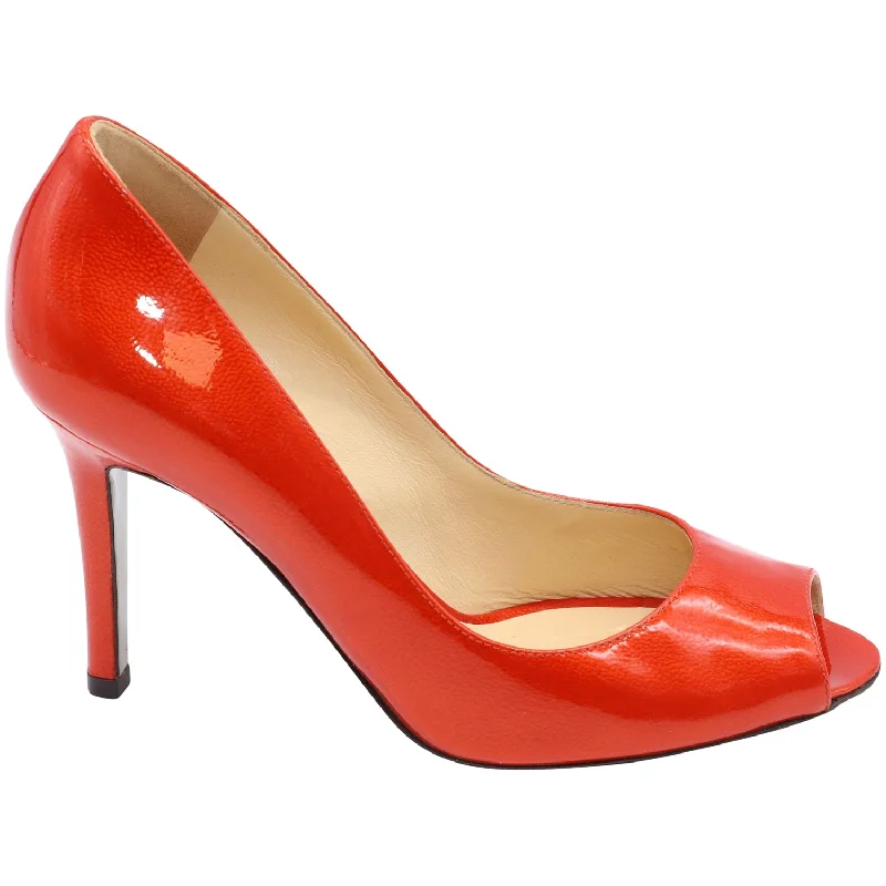 Women's royal blue stiletto heel pumps for a formal eventSergio Rossi Peep Toe Pumps in Orange Patent Leather Women's royal blue stiletto heel pumps for a formal eventSergio Rossi Peep Toe Pumps in Orange Patent Leather