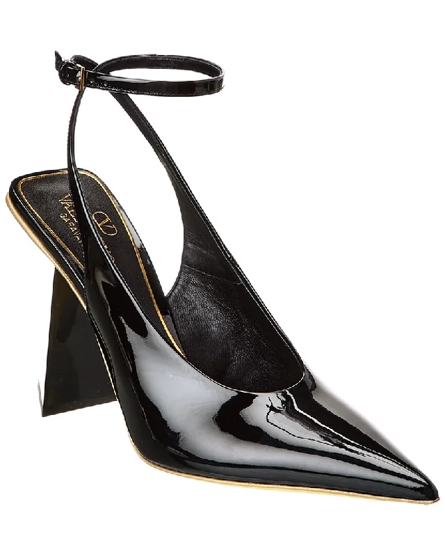Women's holiday party stiletto heel pumps with a festive touchValentino One Stud 100 Patent Slingback Pump Women's holiday party stiletto heel pumps with a festive touchValentino One Stud 100 Patent Slingback Pump