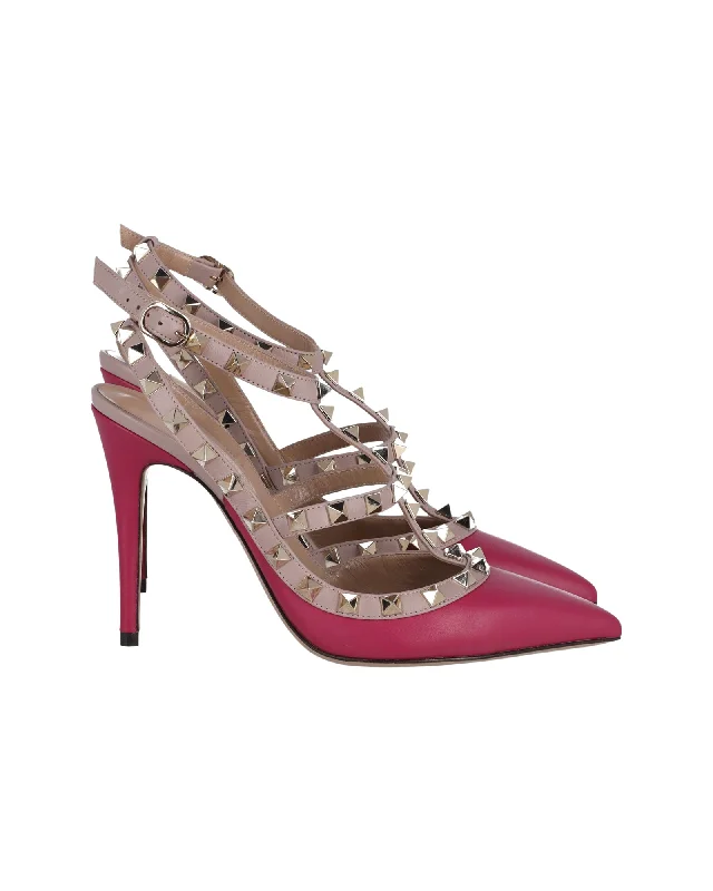 Women's date - night stiletto heel pumps with a sexy silhouetteValentino Rockstud Sandals in Pink Leather Women's date - night stiletto heel pumps with a sexy silhouetteValentino Rockstud Sandals in Pink Leather