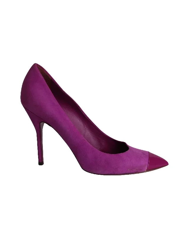 Women's padded - insole stiletto heel pumps for added comfortYves Saint Laurent Patent Toe Pumps in Purple Suede Women's padded - insole stiletto heel pumps for added comfortYves Saint Laurent Patent Toe Pumps in Purple Suede