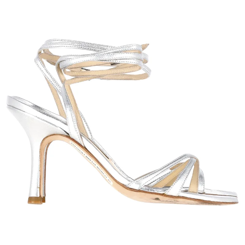 Women's satin - lined stiletto heel pumps for extra comfortJimmy Choo Smooth Sandals in Metallic Silver Nappa Leather Women's satin - lined stiletto heel pumps for extra comfortJimmy Choo Smooth Sandals in Metallic Silver Nappa Leather