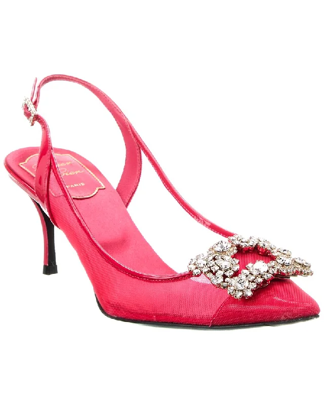 Women's forest green stiletto heel pumps for a nature - inspired lookRoger Vivier Mesh & Patent Slingback Pump Women's forest green stiletto heel pumps for a nature - inspired lookRoger Vivier Mesh & Patent Slingback Pump