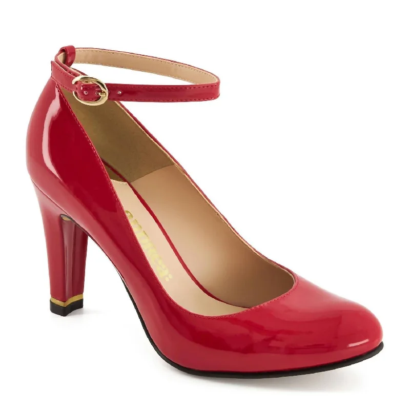 Women's party stiletto heel pumps with a glittery finishWomen's High Heels Ankle Buckle Strap Shoes In Red Women's party stiletto heel pumps with a glittery finishWomen's High Heels Ankle Buckle Strap Shoes In Red