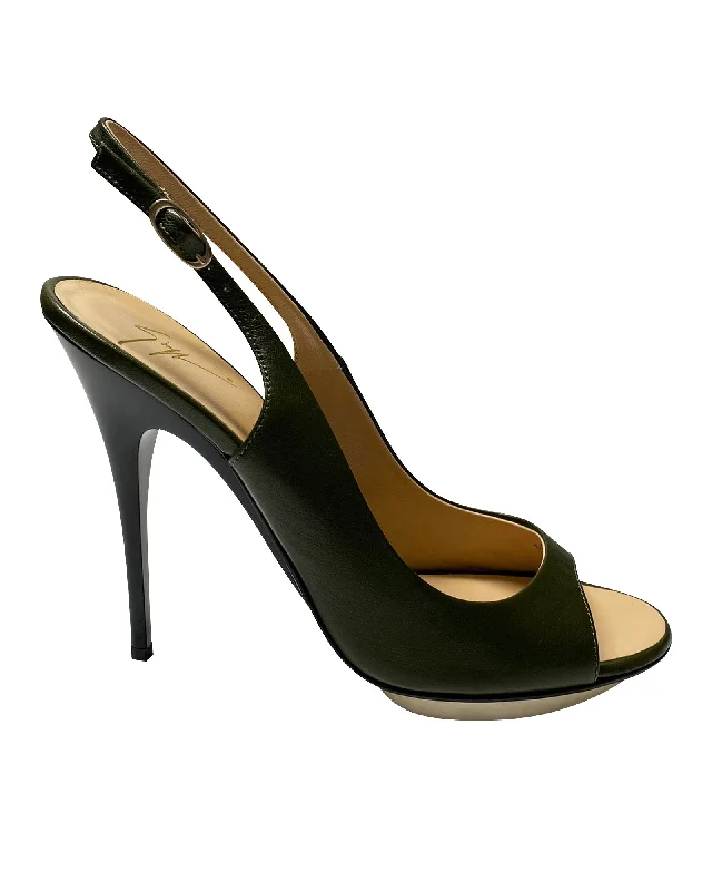 Women's brocade stiletto heel pumps with a vintage feelGiuseppe Zanotti Peep Toe Slingback Pumps in Black Leather Women's brocade stiletto heel pumps with a vintage feelGiuseppe Zanotti Peep Toe Slingback Pumps in Black Leather