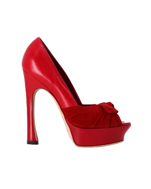 Women's water - resistant stiletto heel pumps for unexpected situationsYves Saint Laurent Palais 105 Bow Pumps in Red Leather Women's water - resistant stiletto heel pumps for unexpected situationsYves Saint Laurent Palais 105 Bow Pumps in Red Leather