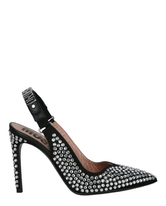 Women's satin - lined stiletto heel pumps for extra comfortCrystal Embellished Satin Slingback Pumps Women's satin - lined stiletto heel pumps for extra comfortCrystal Embellished Satin Slingback Pumps